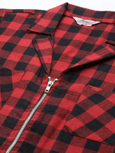 Red-Black Checks Kurta ( JOK 1492 Red )-JOK-1492